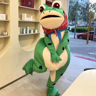 青蛙人偶服装套装孤寡春季夏款网红带风扇成人儿童卡通充气表演服