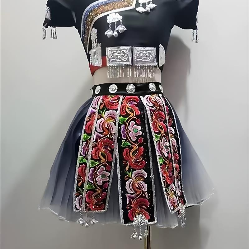 新款苗族服装少数民族舞蹈演出服壮族土家族比赛艺考表演服套装
