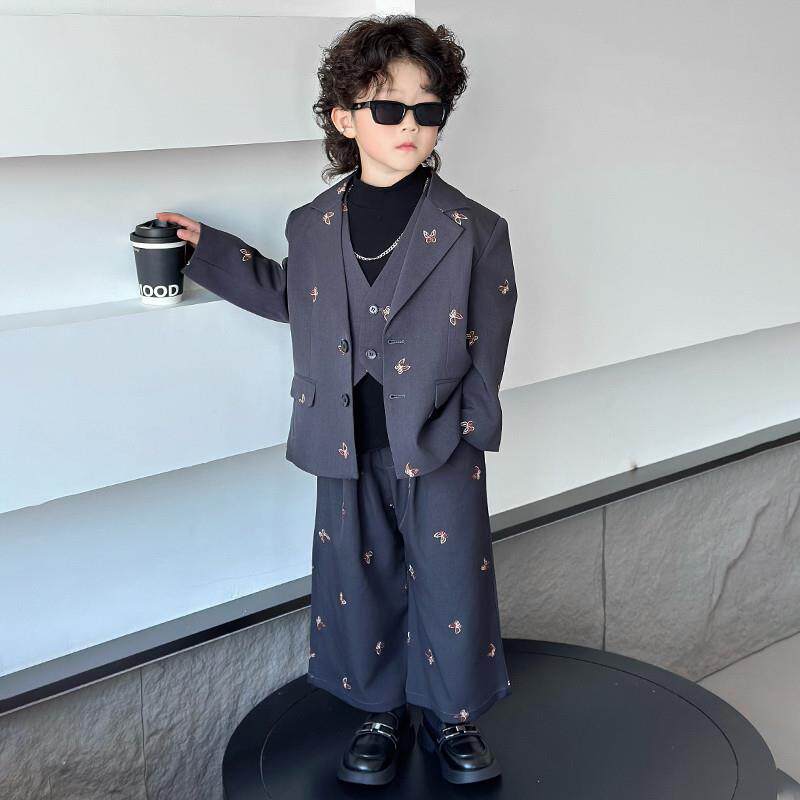 高级感男童西装套装儿童休闲小西服帅气花童主持人男孩演出服秋装
