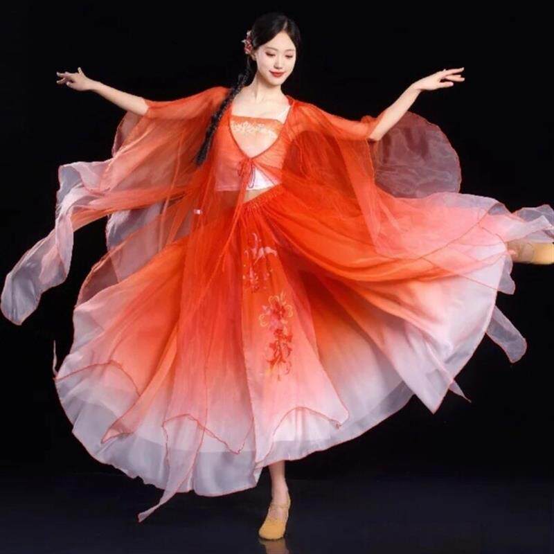 长安三万里古典舞大袖衫超仙飘逸小雨演出服古风大摆裙锦鲤表演服