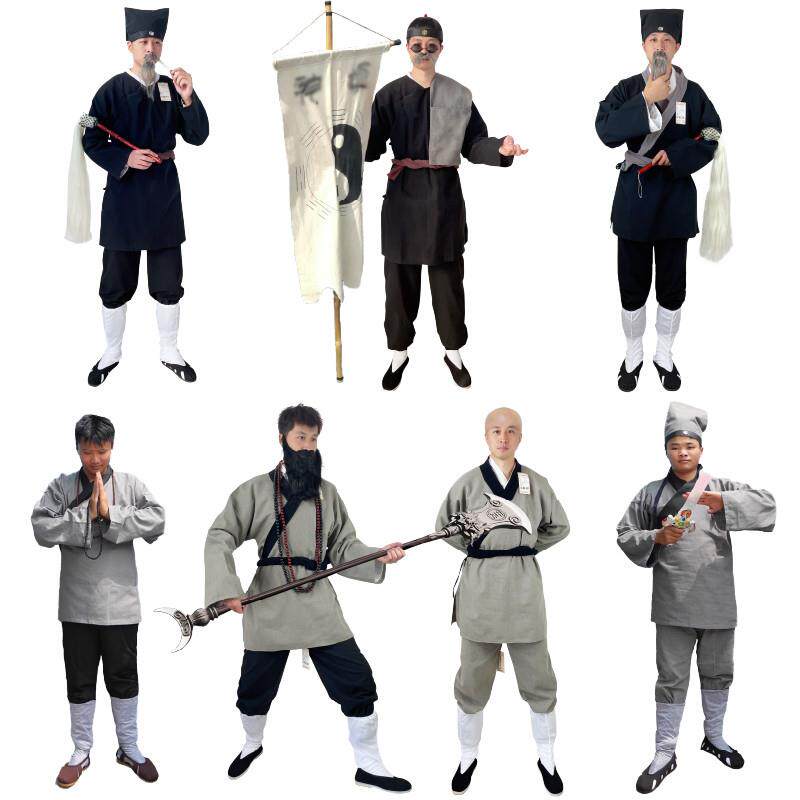 和尚演出服儿童道士服装男童cos少林寺衣服古装道长僧袍道童汉服