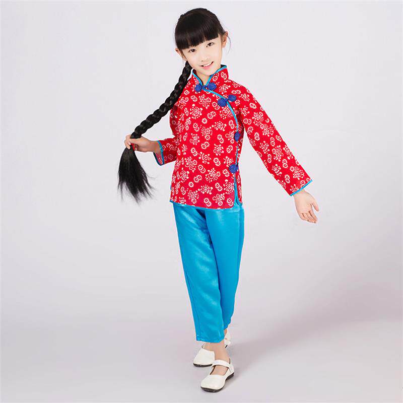 小铁梅演出服学生爱国舞蹈服京剧红灯记李铁梅表演服六一民国服装