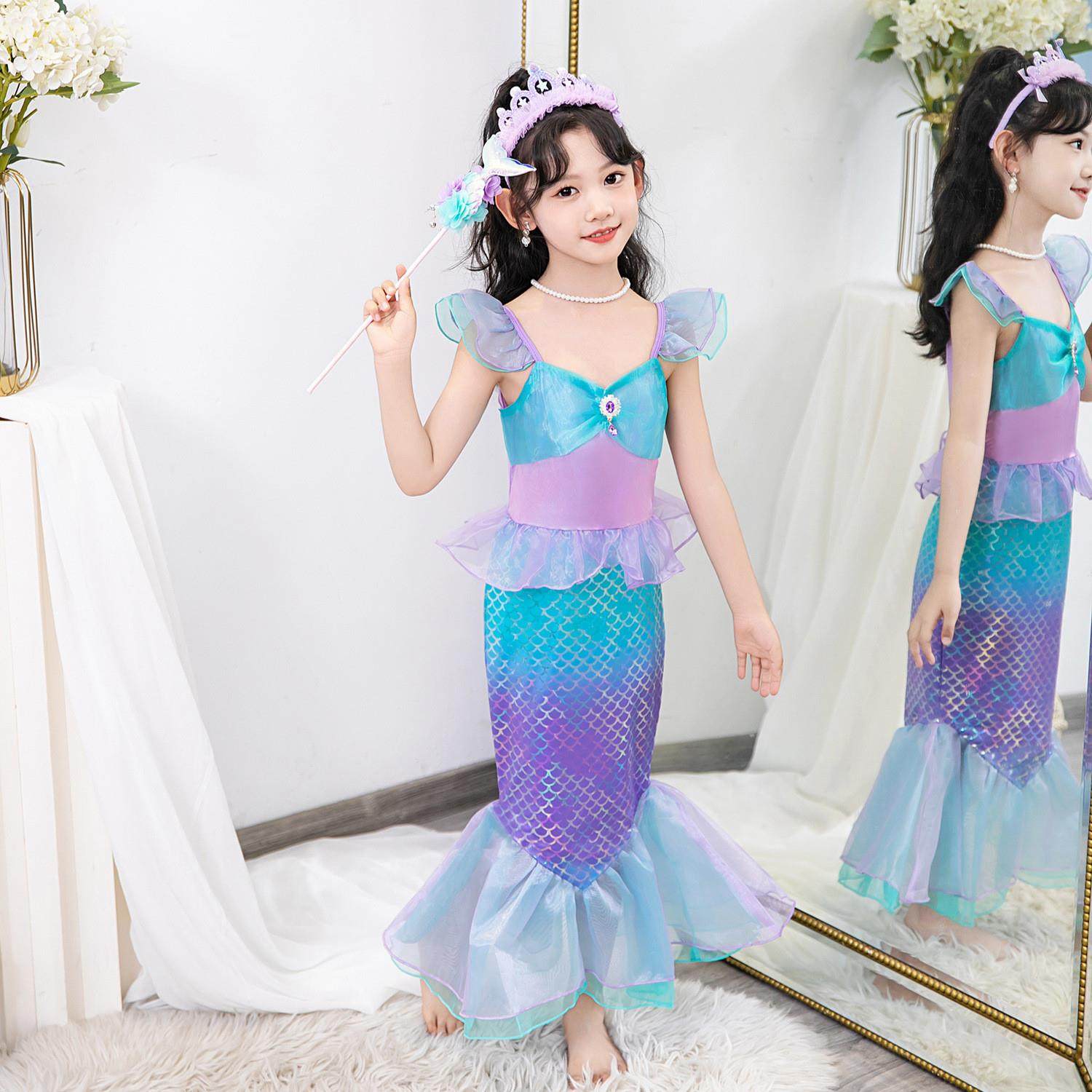 女童爱丽儿公主裙美人鱼吊带鱼尾万圣节儿童cos演出服人鱼尾裙子,童装/婴儿装/亲子装,儿童礼服,淘宝优惠券,粉丝福利购,淘宝优惠卷
