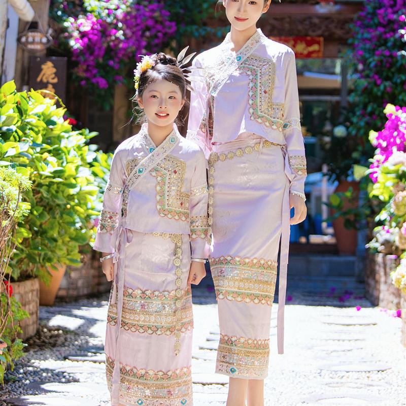 傣族亲子服装女童少数民族风服饰儿童西双版纳旅拍写真舞蹈演出服