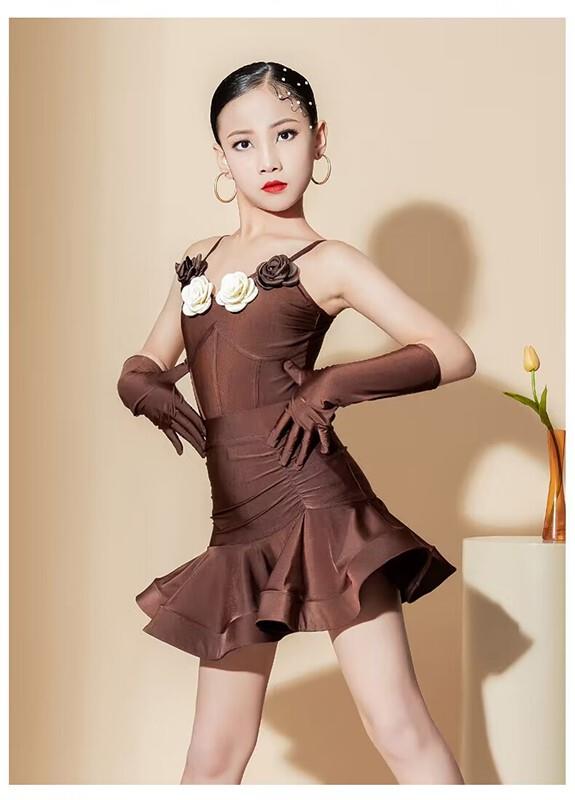 春夏新款儿童洋气拉丁舞服女童专业表演练功服高级感网红套装舞裙