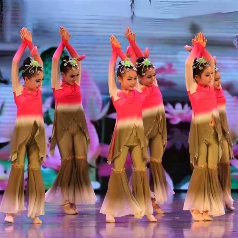 小荷尖尖演出服女童荷花古典舞民族舞蹈服练功服茉莉花儿童表演服