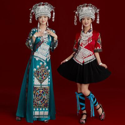 苗族服装女56个少数民族传统盛装服饰苗寨刺绣旅拍写真舞蹈演出服
