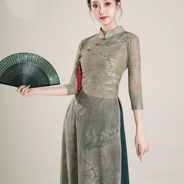 绝美显瘦立领新古典女舞练功服国风纱款衣中国舞旗型号见详袍演出