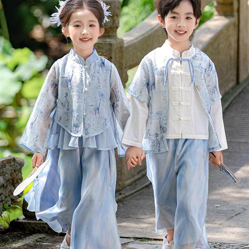 儿童中国风汉服古典春秋季小学生开笔礼幼儿园国学朗诵服表演服装,女装/女士精品,汉服套装,淘宝优惠券,粉丝福利购,淘宝优惠卷