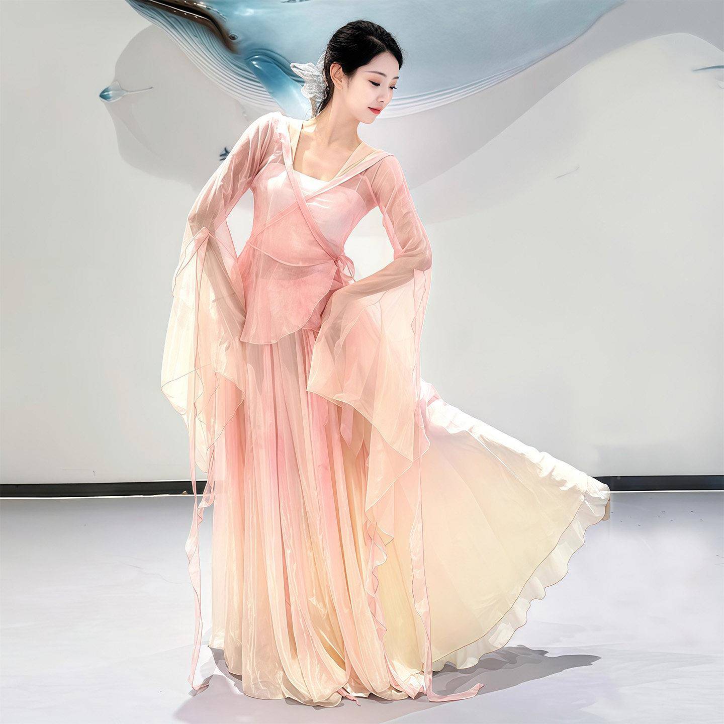 2025款中古国典舞练功服 女性专用典舞蹈服装 古无品牌/风飘逸纱