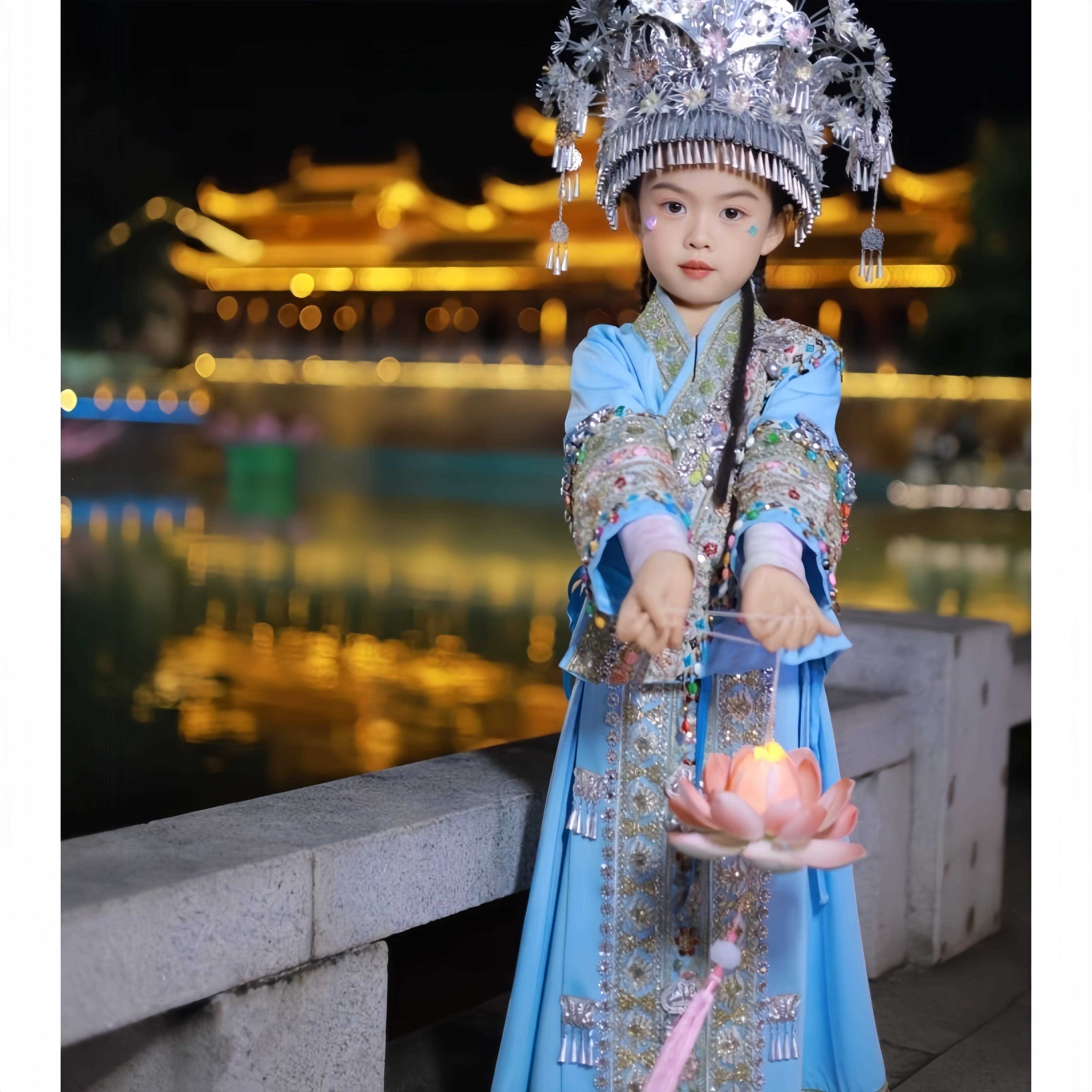 款05疆服装女童苗族服饰少数民族风演新出表演服苗寨旅拍摄写真苗