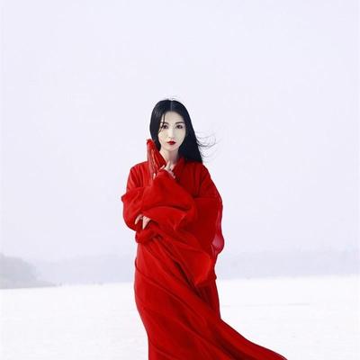 古典舞蹈服装女抖音同款红汉代超仙典雅古风红招远万江舞蹈表演服