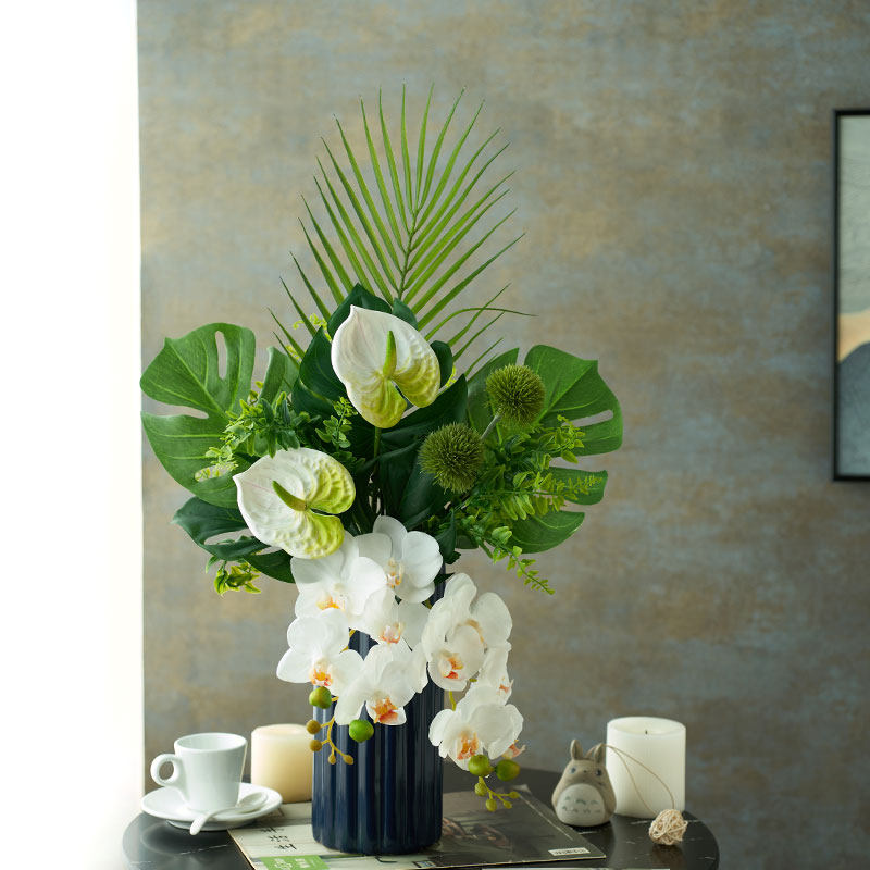 欧式轻奢高级感仿真花假绿植蝴蝶兰客厅餐桌电视柜玄关装饰品摆件