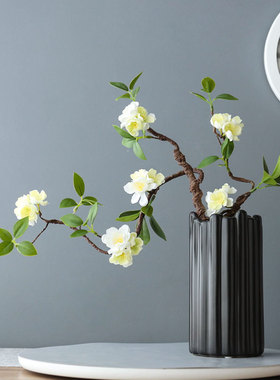 仿真手感梅花枝假花摆件腊梅干花桃花艺客厅摆设花束中式家居装饰