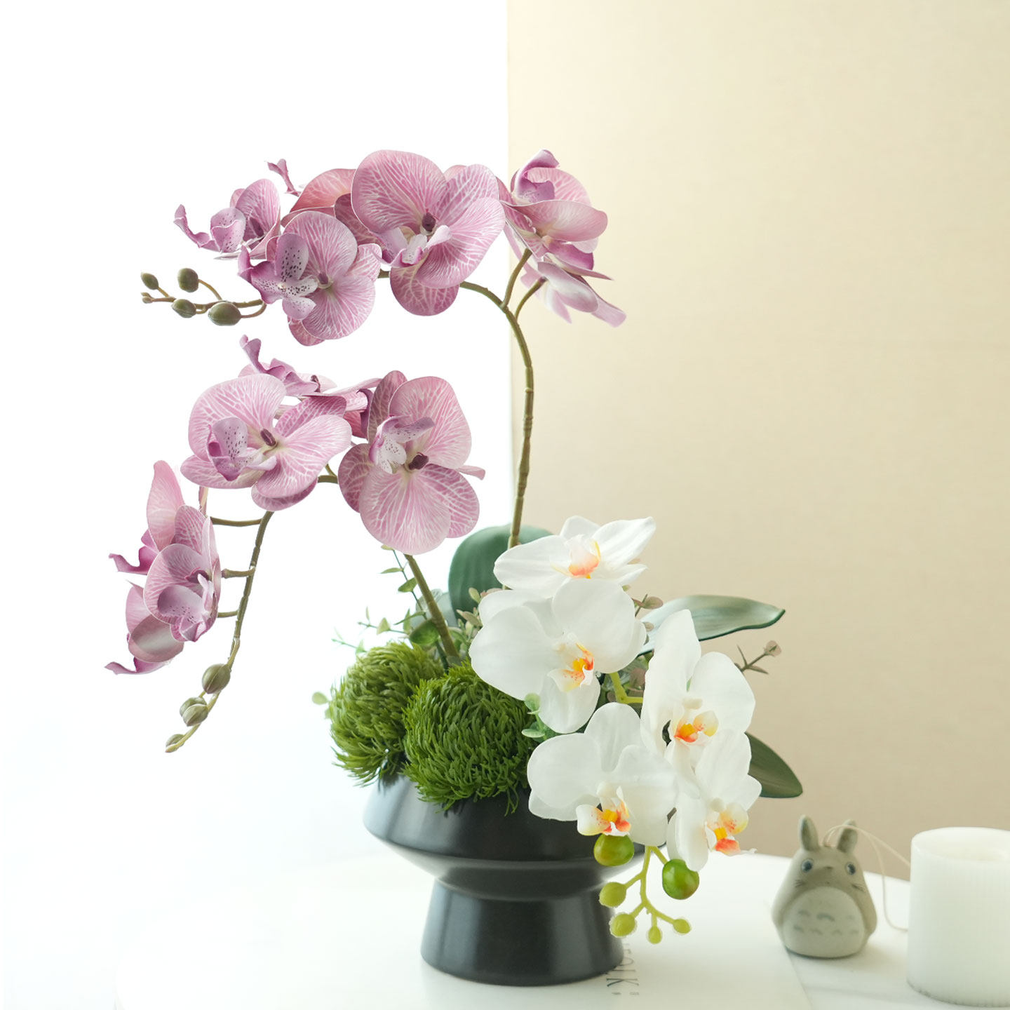 初若安然北欧高级蝴蝶兰仿真花紫色假花高级客厅装饰摆件绿植盆栽