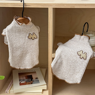 美拉德宠物猫咪狗狗高领打底衫 衣服小型犬马尔济斯弹力纯色 秋冬季