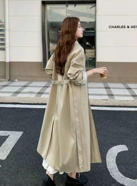 卡其色长款风衣外套女秋季2025新款高级感超好看韩系休闲通勤大衣