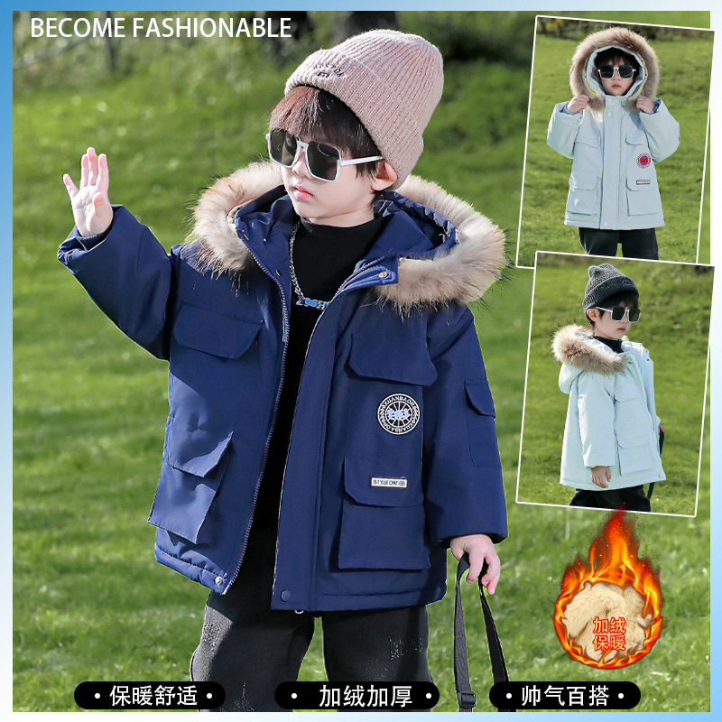 儿童棉服男童冬季派克服洋气宝宝