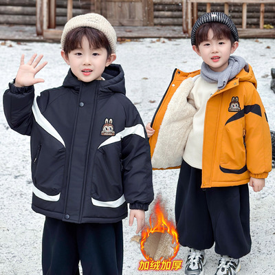 男童外套加绒加厚冬装2025新款