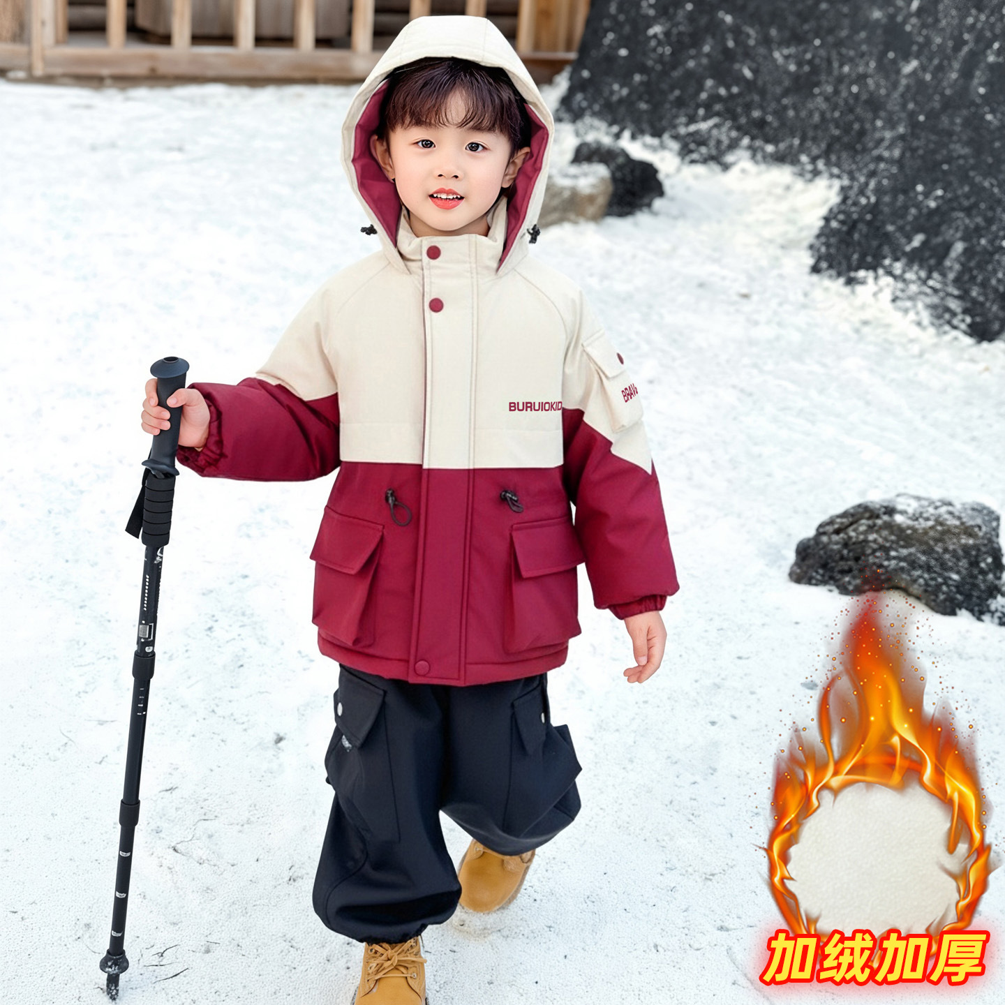 男童2025新款冲锋衣外套秋冬装痞