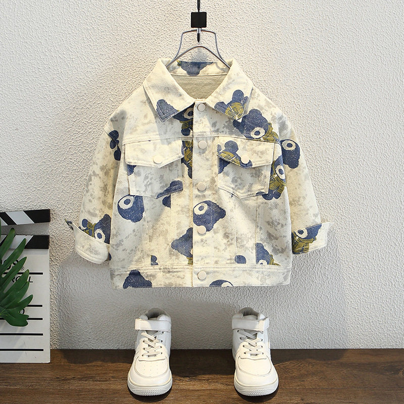 男童纯棉满印小熊外套秋季新款