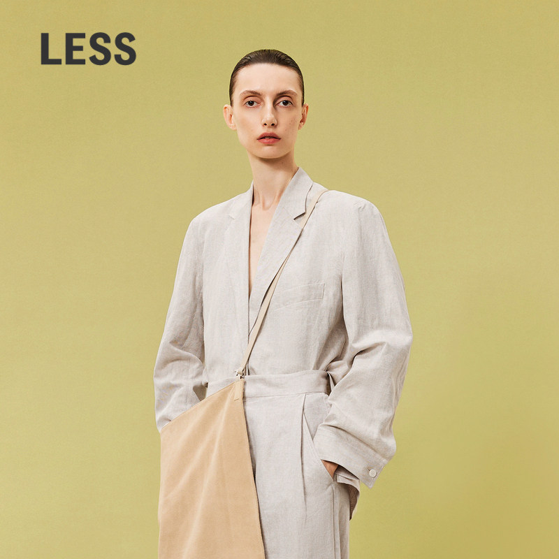 LESS一粒扣长袖西服女棉麻休闲松弛感亚麻宽松西装外套2O471