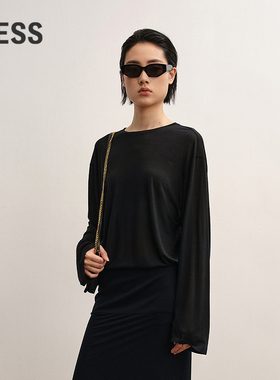 【商场同款】LESS2025年新款休闲纸片人圆领修身长袖T恤2P011500H