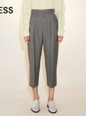 LESS锥形裤女高腰显瘦直筒西装九分裤子2N2E12840