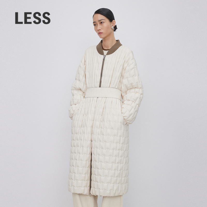 LESS冬宽松长款棒球领两面穿羽绒服2NAC12670