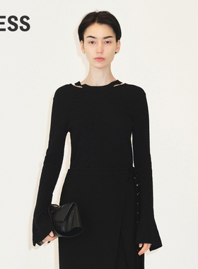 LESS秋冬毛衣打底针织衫折扣圆领短款长袖套头毛衫女2M8311730