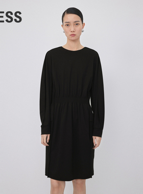 LESS秋气质简约后拉链长袖连衣裙2N8G11010