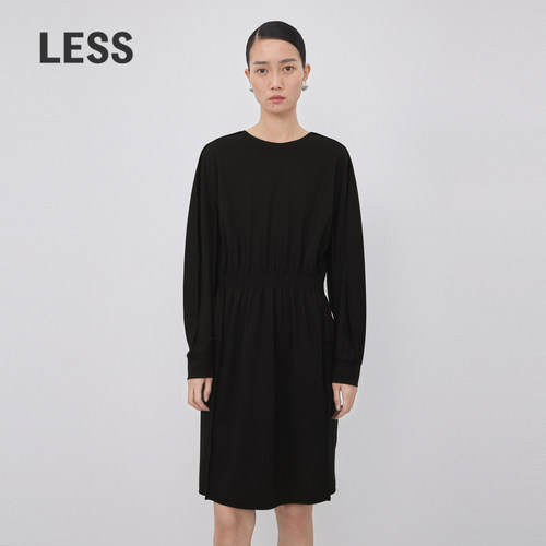 正反两穿圆领长袖连衣裙LESS