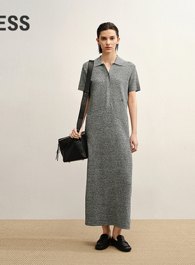 【商场同款】LESS2025年秋新款休闲简约短袖毛衫连衣裙2P7G16570