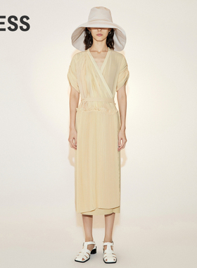 【精工系列】LESS夏季裙子女气质法式压褶衬衫连衣裙2N5G12690