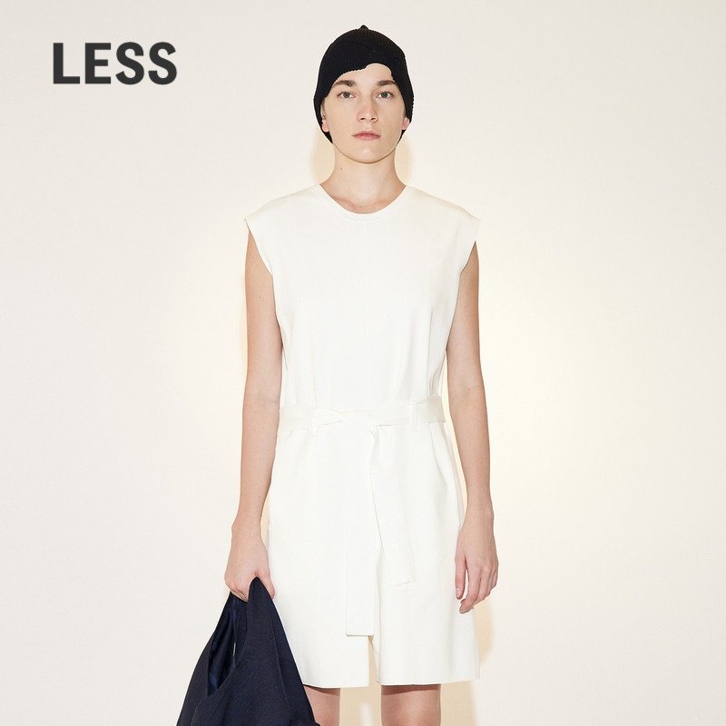 LESS夏季连体裤女简约休闲后背镂空收腰无袖针织连体衣2N4F1