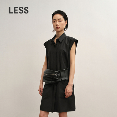 【商场同款】LESS2025年秋新款绵羊毛直筒无袖连衣裙2P7G15140