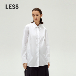 LESS棉质长袖 女简约双层衣领纯色休闲衬衣上衣2O1211620 衬衫