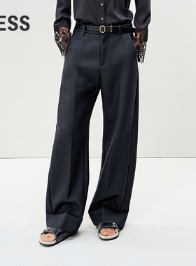 【商场同款】LESS2025年春新款休闲通勤绵羊毛直筒长裤2P1E13450