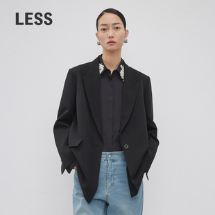 简约休闲通勤直筒西服外套2N9710580 LESS丝羊毛西装