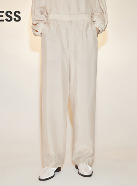 LESS夏季休闲裤女铜氨丝混纺休闲宽松直筒西装长裤2N4E12890