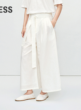 【商场同款】LESS20245年夏新款棉麻平纹休闲阔腿裙裤2P6E11620