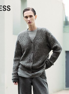 【精工系列】LESS秋休闲简约针织衫通勤风V领长款毛衫女2O8311780