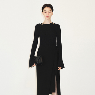 LESS春秋不规则卡其半身裙开叉设计中长款 腰裙子2M8D12220 西装