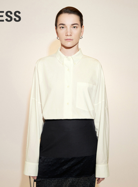 LESS春秋棉质衬衫女休闲简约长袖白色衬衣2N7213920
