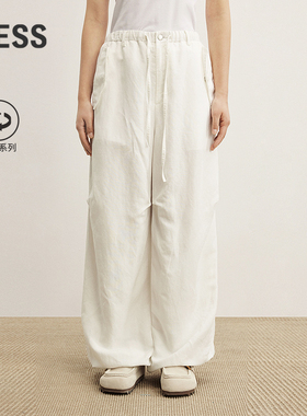 【商场同款】LESS2025年秋新款环保直筒抽绳休闲长裤女2P7E15320