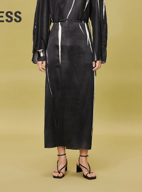 【精工系列】LESS桑蚕丝半身裙女印花气质长款高腰裙子2O4D10660