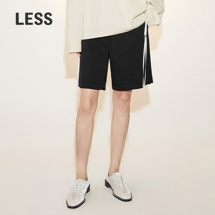 【迅系列】LESS春秋澳棉高腰黑色直筒阔腿宽松休闲短裤2N4E12800