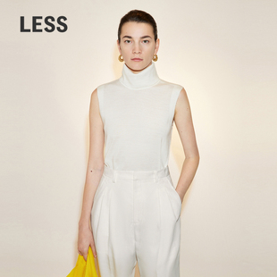 针织背心女含羊绒2N2311380 高领无袖 LESS春季 绵羊毛内搭气质修身