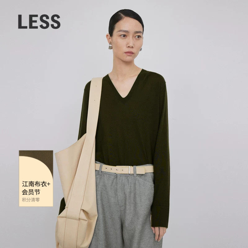 【0压系列】春秋山羊绒针织衫女休闲简约V领套头毛衫2N93105