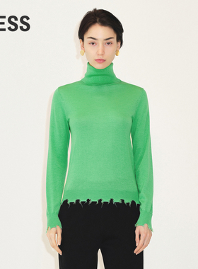 LESS冬季绵羊毛针织衫女内搭高领套头打底毛衫含山羊绒2M0310160